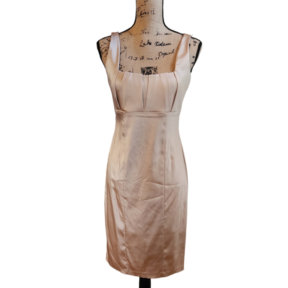 Calvin Klein sleeveless champagne taffeta dress